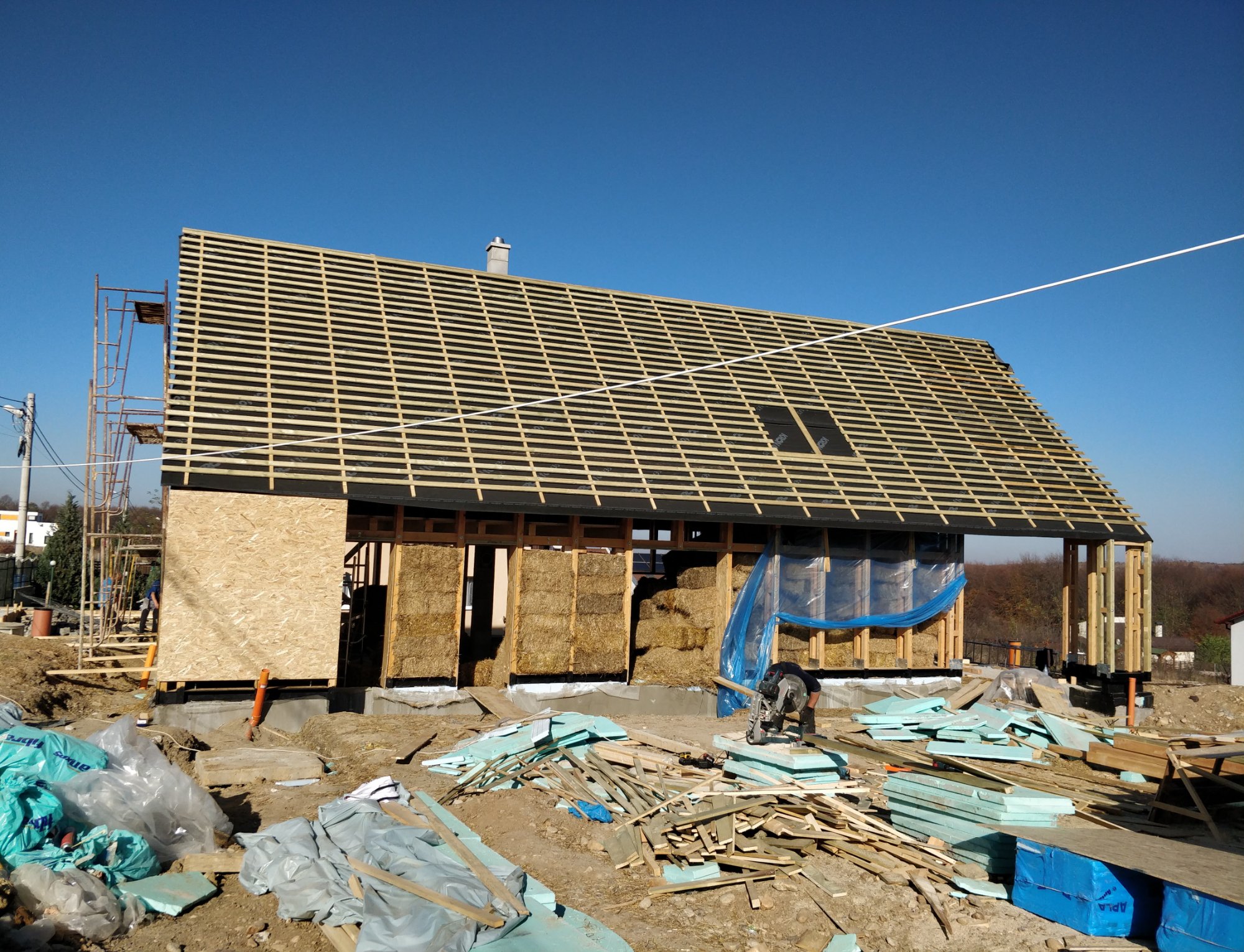 Casa BIO Salicea — structură baloți de paie